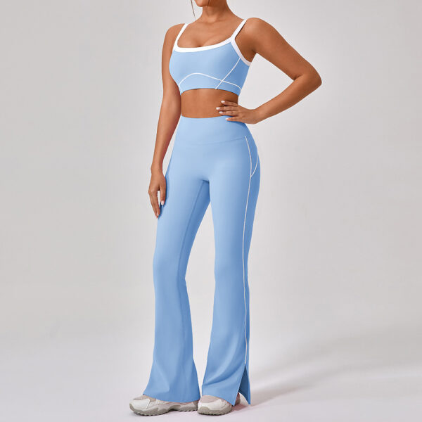 Outdoor Sports Yoga Suits Women's Spaghetti Strap Contrast Color Fitness Set Outfits - Image 8