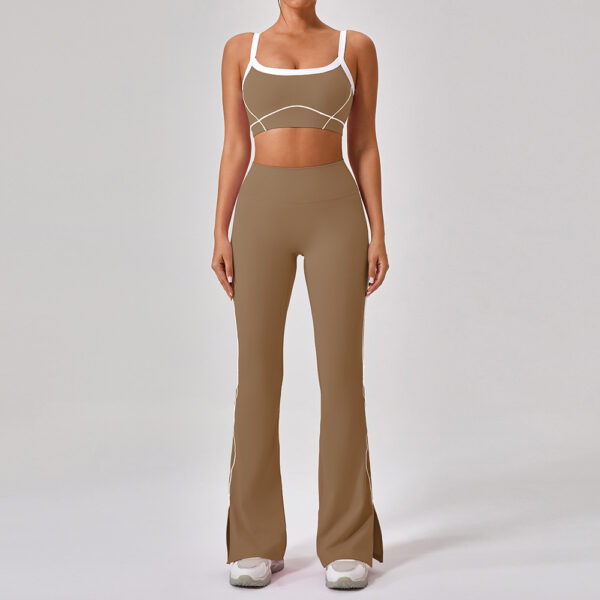 Outdoor Sports Yoga Suits Women's Spaghetti Strap Contrast Color Fitness Set Outfits - Image 9
