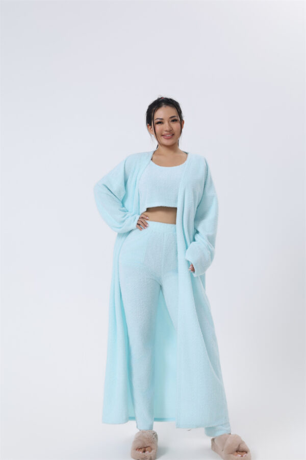 Cozy Pajama Set, 3 Piece Lounge Set, Cute Loungewear, Warm Suit Sets, Matching Set, Lounge Set, 3 Piece Pant Sets, Women Winter Dress - Image 4