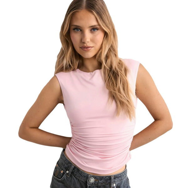 European And American Solid Color Off-neck Backless Slim Fit T-shirt Top - Image 4